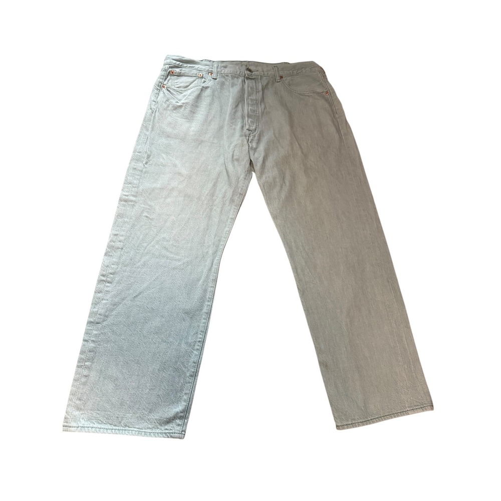 Levis 501 Original Fit Light Wash Grey Straight Leg Button Fly Jeans 40x30